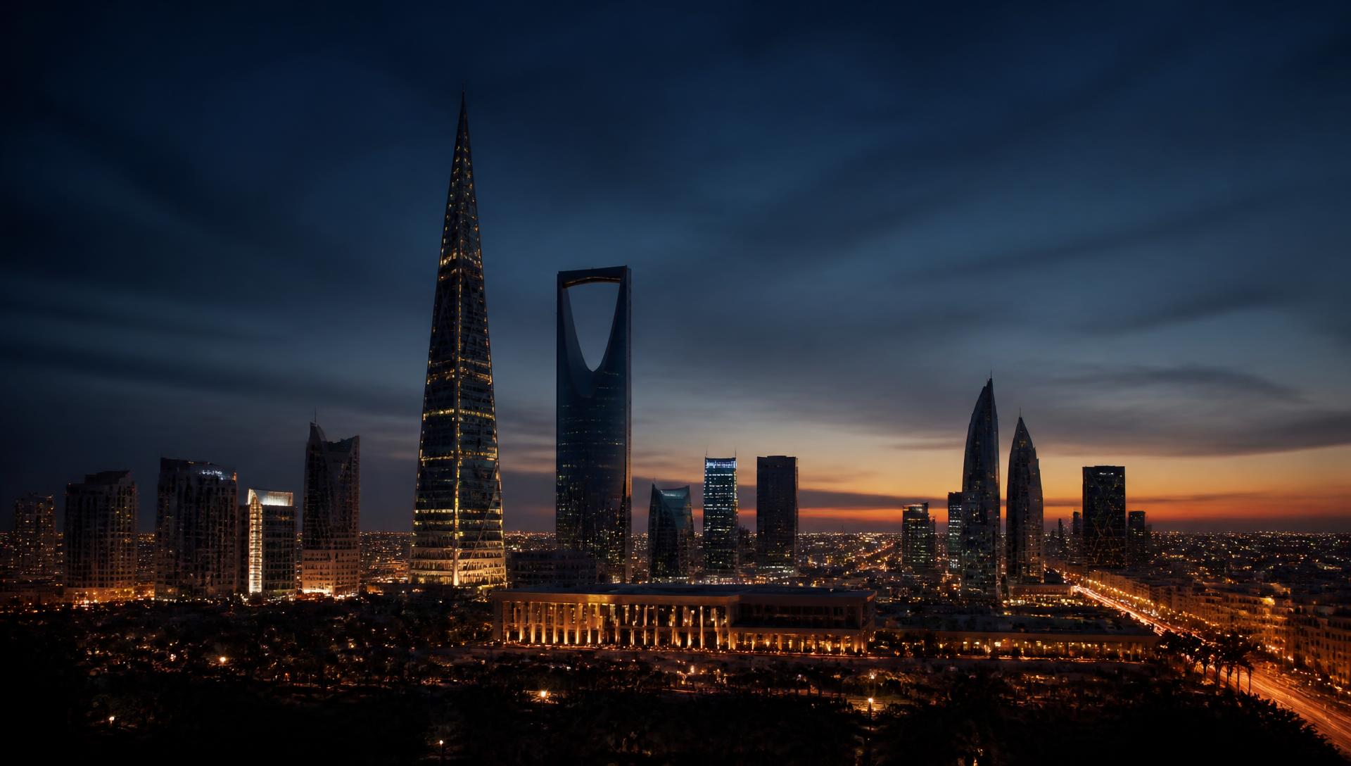 Gulf city skyline at dusk